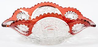 CRANBERRY TO CLEAR GLASS BOWL