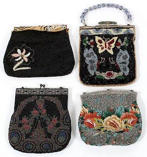 MULTICOLORED BEADED BAGS 4 PIECES