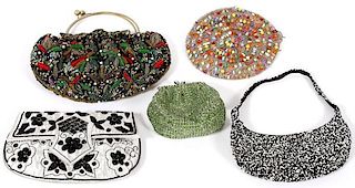 MULTICOLORED BEADED BAGS 5 PIECES