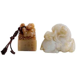 Two Chinese Hardstone Figures