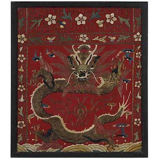Chinese Embroidered Dragon Panel