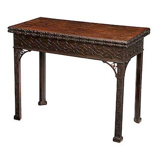 Chinese Chippendale Carved Mahogany Games Table