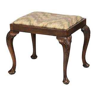 Queen Anne Style Carved Fruitwood Footstool