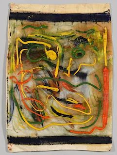 Beauford Delaney, oil on fabric, Abstract of Face