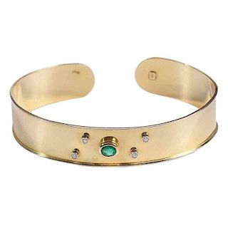 18kt. Diamond & Emerald Cuff Bracelet