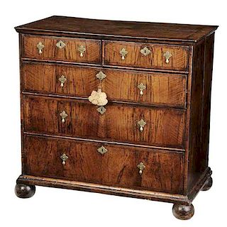 William and Mary Figured Walnut Chest Of Drawers