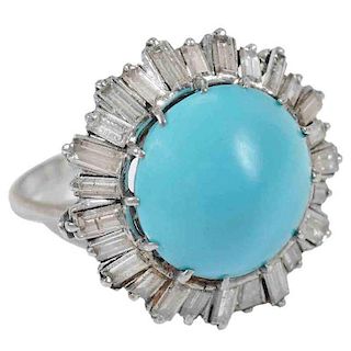 18kt. Diamond Persian Turquoise Ring