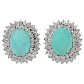 14kt. Diamond & Persian Turquoise Earrings