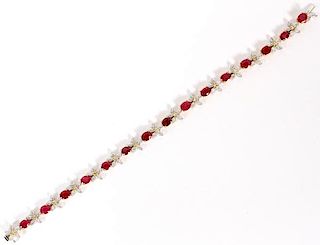 6.67CT NATURAL RUBY AND DIAMONDS BRACELET