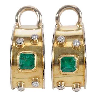 18kt. Diamond & Emerald Earclips