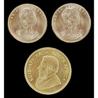 Three Gold Bullion Coins, Total 2 Oz