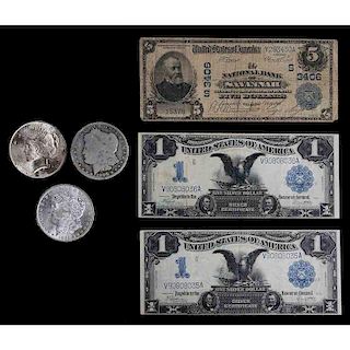 49 Morgan Dollars, Three Silver Certificates