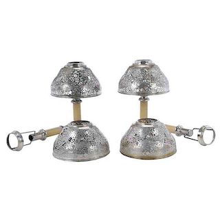 Set of Four Tiffany Silver-Plated Candle Lamps