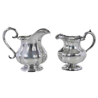 Two Russian Silver Creamers