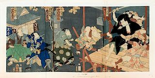 UTAGAWA KUNIAKIUKIYO-E WOODBLOCK TRIPTYCH C. 1860