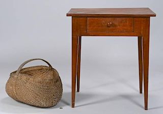 East TN Hepplewhite One-Drawer Table & Basket