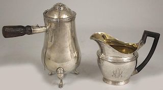 (on 2) SMALL CONTINENTAL SILVER CHOCOLATE POT