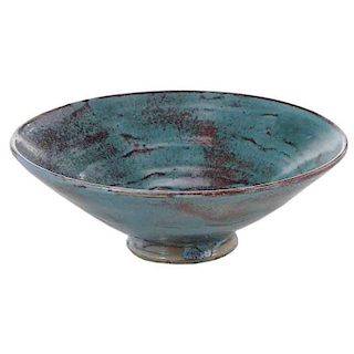Jugtown Chinese Blue and Red Stoneware Bowl