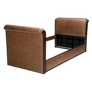 Brown Leather Upholstered Day Bed