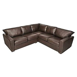 Contemporary Brown Leather Two Section Sofa