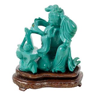 Carved Turquoise Seated Beauty