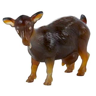 Faberge Attributed Carved Agate Goat