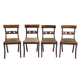 Set Four ClassicalÂ Carved Mahogany Dining Chairs