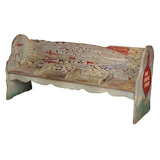 Vintage Paint Decorated Advertising Bench
