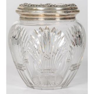 Gorham Sterling Mounted Cut Glass Biscuit Jar