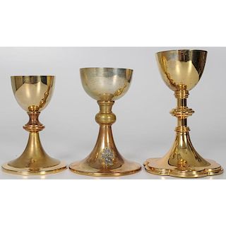 Gilt Brass and Sterling Chalices