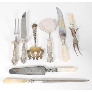 Serving Utensils with Mother-of-Pearl and Sterling Handles