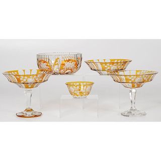 Amber to Clear Cut Glass Tableware Set