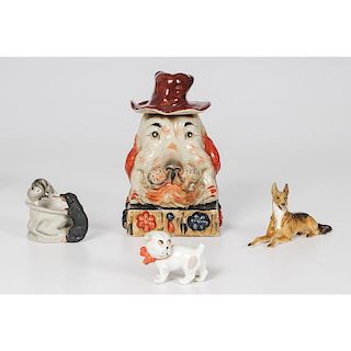 German Porcelain and Bisque Dog Figures