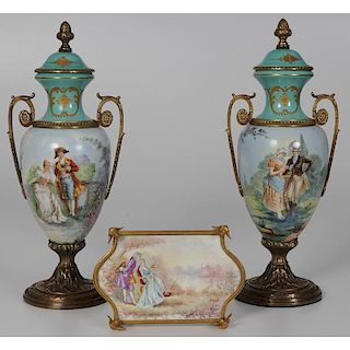 Sèvres Style Urns and Diminutive Table