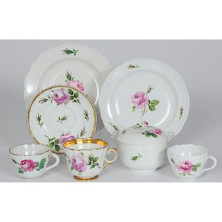 Meissen Porcelain Partial Service, Rose Pink