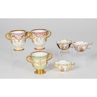 Assorted French and German Porcelain Cups