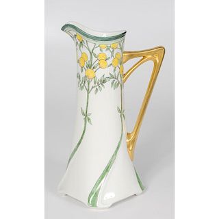 Limoges, Jean Pouyat Art Nouveau Form Porcelain Pitcher