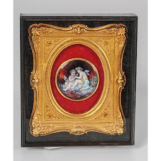 French Hand-Painted Enamel Medallion