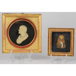 Early Wax Portraits of Julius Caesar and Wolfgang Amadeus Mozart