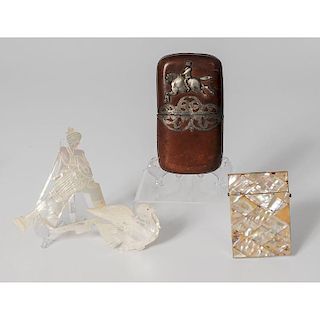 Mother of Pearl Calling Card Case and Figures, Plus