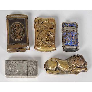Unusual Matchsafes in Silver and Brass