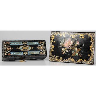 Victorian Lacquered Writing Box, Plus