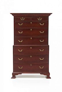 A George III Style Chest on Chest, Height 6 1/2 x width 4 1/4 x depth 2 inches.
