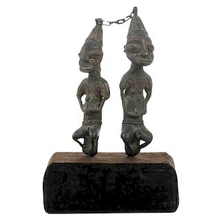 Pair Edan Ogboni Bronze Staffs