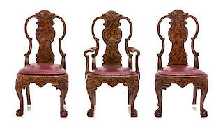 Three Queen Anne Style Resin Cast Chairs, JOHN HODGSON, Height of first 3 1/2 inches.