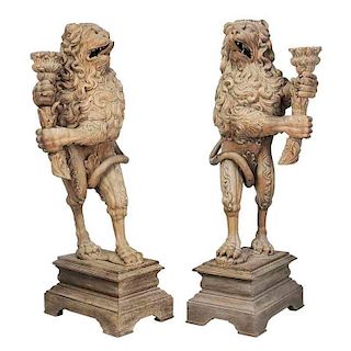 Monumental Pair of Figural Torchieres