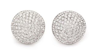 A Pair of White Gold and Diamond Earrings, 4.10 dwts.