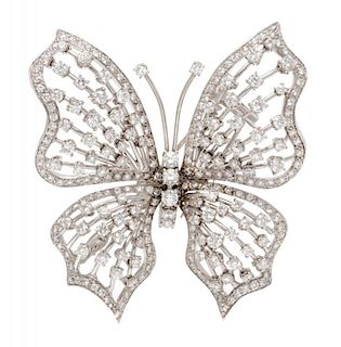 An 18 Karat White Gold and Diamond Butterfly Brooch, 23.70 dwts.