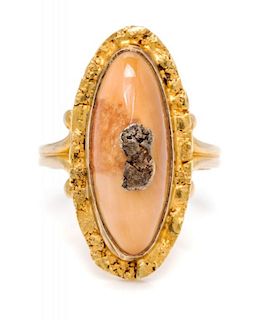 A 10 Karat Yellow Gold and Hardstone Ring, 3.40 dwts.
