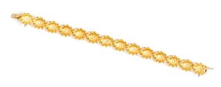 An 18 Karat Yellow Gold Textured Link Bracelet, 16.40 dwts.